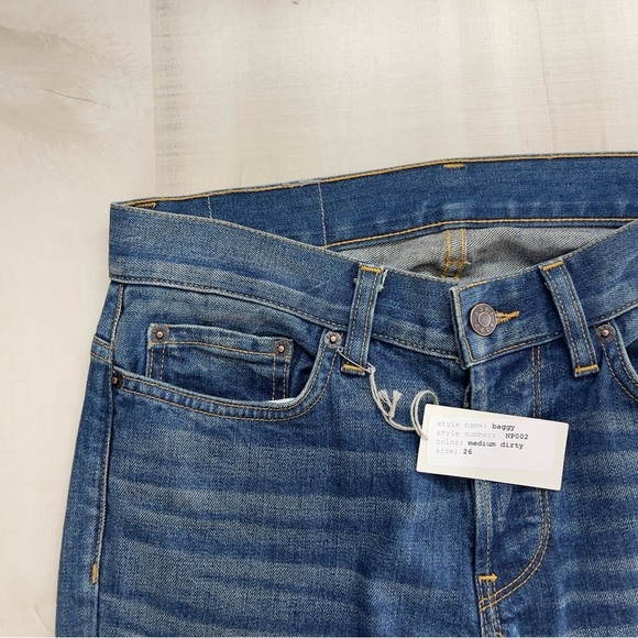 nwt 6397 womens baggy np002 dirty medium jeans 26 pants selvedge denim - Picture 6 of 10